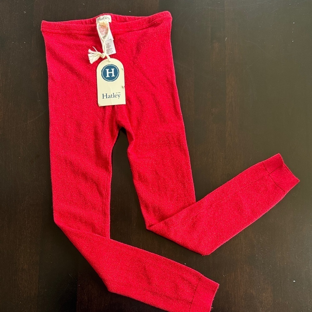Hatley Bright Red Sparkle Kids Leggings